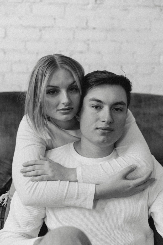 black and white photo of couple 