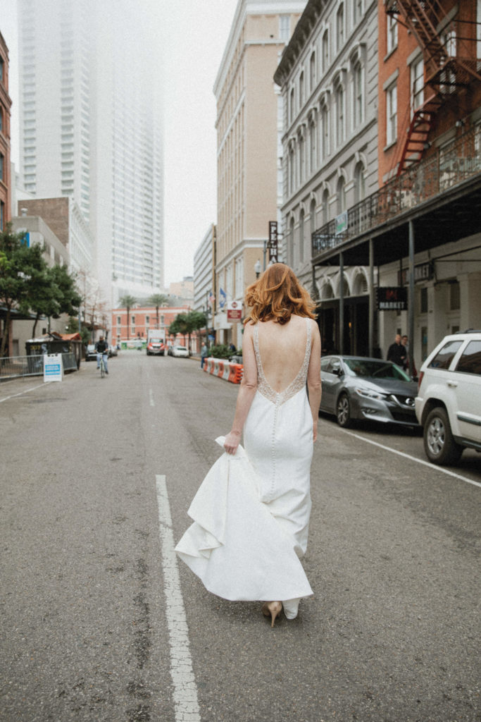 bride walking in the street