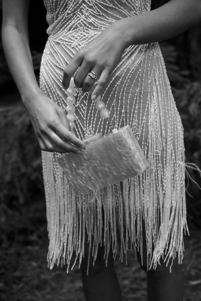 black and white bridal details