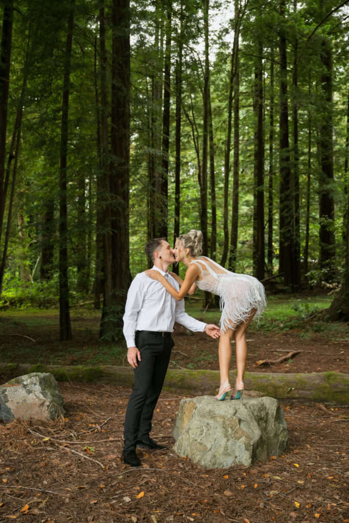 bride and groom portraits in the redwoods 