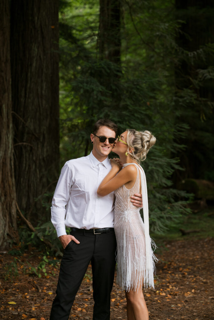 bride and groom portraits in the redwoods 