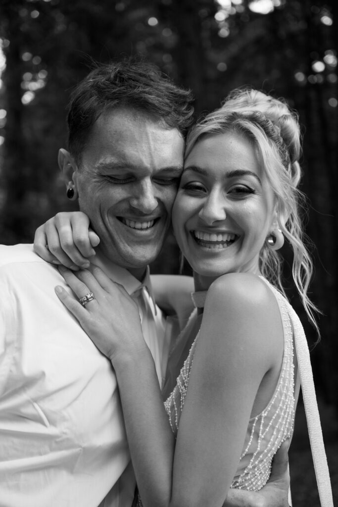 bride and groom portraits in the redwoods 