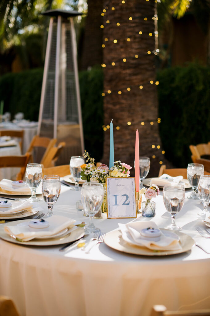 colorful reception dinner details